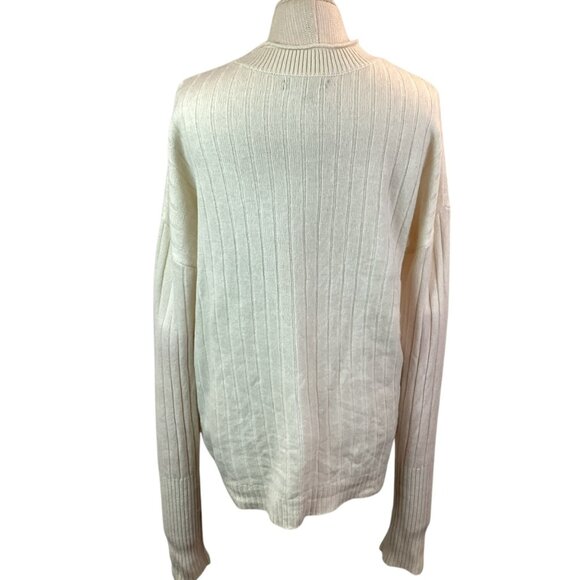Banana Republic Womens Medium Ribbed Knit Cashmere/Merino Wool Sweater Cream Moc - Picture 4 of 10